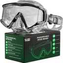 Pano 3 Scuba Diving Mask, Tempered Glass Snorkel Mask Three-Window Scuba Mask No-Leak Dive Mask Silicone Skirt Diving Mask for Snorkeling and Scuba Use (TransBlack)