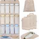 BAGSMART Hanging Compression Packing Cubes 6 Set Cruise Travel Essentials | 3-Fold Space Saving Hanging Shelves, Closet Organizers & Storage, Compressible Suitcase Organizer Bags, Machine Washable Cube