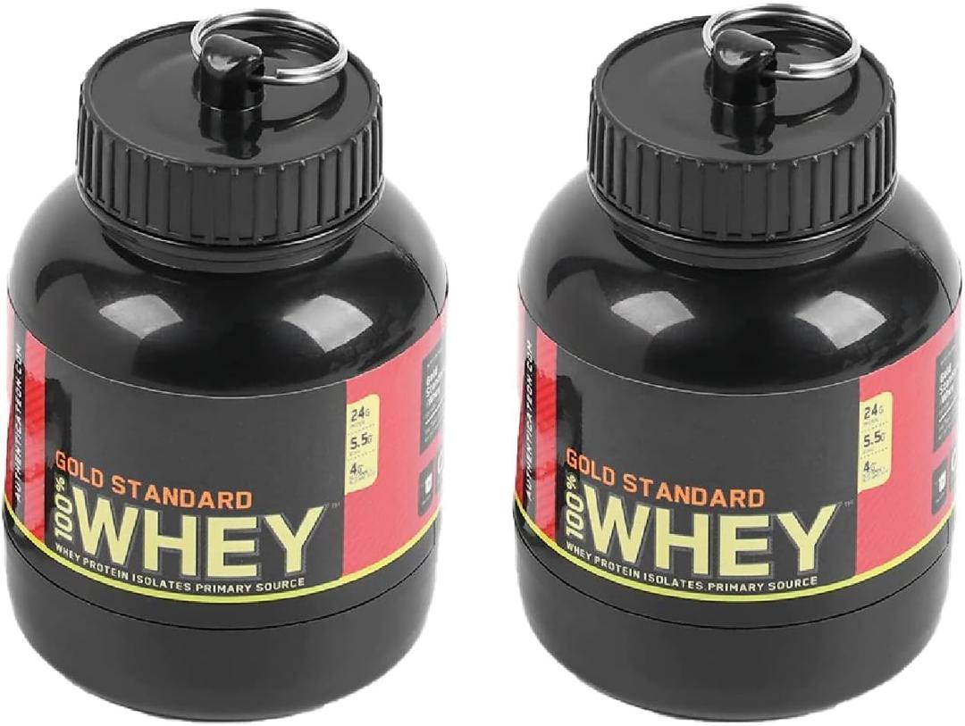 2 x Protein Powder and Supplement Funnel Keychain - Protein Powder Container with Durable Key-Chain Portable to-Go Container for The Gym, Workouts, Fitness, and Travel (2)