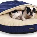 Amazon Basics Pet Cave Bed for Dog, With Removal Nesting Cave Cover, Fits up to 30lbs Pets, 35 x 35 x 13 inches, Blue (Large (Pack of 1))