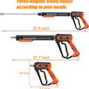 FIXFANS Pressure Washer Gun Kit, 5000PSI Power Washer Handle Gun with Replacement Wand Extension, High Pressure Spray Gun with 5 Nozzle Tips, M22 Fitting, 1/4" Quick Connect Female, 37 Inch