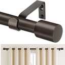TONIAL Curtain Rods for Windows 48 to 84 Inches(4 to 7 ft), Adjustable Splicing 3/4 Curtain Rod 32 to 86 Inches(2.6 to 7.1 ft), Decorative Single Drapery Rod with Modern Finial, Bronze