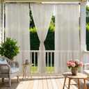 HolidayIdeas All Weather Outdoor Sheer Curtains for Patio 6 Pcs Rod Pocket Beige Volie Sheer Outdoor Curtains for Porch, Balcony, Gazebo, Pergolas,Cabana,54x84 Inch