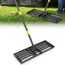 HOSKO Lawn Leveling Rake, Heavy Duty 27"x10" Ground Leveler with 6FT Adjustable Handle for Yard Garden Lawn Leveling, Soil Sand Spreading Dirt Top Dressing, Lawn Level Tool