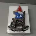 Solar Garden Gnome Statues Resin Gnome Figurines Sitting on Rocking Chair Outdoor Telescope Gnome Gifts for Yard, Patio Decor Gift