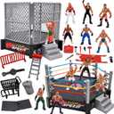 Wrestling Toys for Boys 6-8 Cake Toppers Party Favors Mini Figure 2 Rings