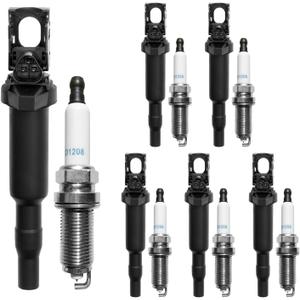 Ignition Coil & Spark Plugs Set of 6 Compatible with BMW 128i 328i 330i 528i 530i X3 X5 3.0L & More Replaces# 0221504470, UF592 Ignition Coil & Spark Plugs Set of 6 Compatible with BMW 128i 328i 330i 528i 530i X3 X5 3.0L & More Replaces# 0221504470, UF592