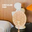 BESTOYARD Handmade Round Wheat Straw Fan Lightweight Handheld Straw Fan for Cooling and Home Decoration Traditional Weaving Design