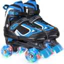 Nattork Kids Roller Skates for Boys Girls Kids, 4 Sizes Adjustable Quad Skates with All Light up Wheels - Birthday Gift for Indoor Outdoor Sports (Small(10C-13C), Blue)