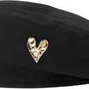 CHIC DIARY Beret Hat Black French Style Women Beret Hats Classic Winter Cotton Cap boinas para Mujer (Black, M)