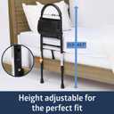 Medline Bed Assist Bar with Storage Pocket, Height Adjustable Bed Rail for Elderly Adults, Assistance for Getting In and Out of Bed at Home, Fits Most Twin, Queen & King Beds