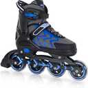 Nattork Adjustable Inline Skates for Adults and Teens, Outdoor & Indoor Blades Roller Skates for Boys, Beginners (XX-Large - Adult (10.5W-13W/9.5M-12M), Blue)