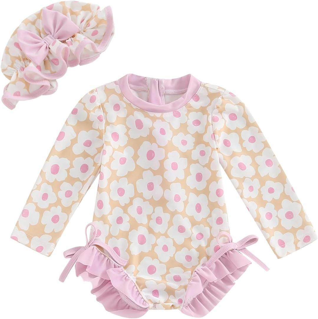 MERSARIPHY Baby Girl One-Piece Swimsuit Rash Guard Toddler Infant Zipper Long Sleeve Swimwear+Hat Bathing Suit Swimwear (12-18 Months) Pink P MERSARIPHY Baby Girl One-Piece Swimsuit Rash Guard Toddler Infant Zipper Long Sleeve Swimwear+Hat Bathing Suit Swimwear (12-18 Months) Pink P