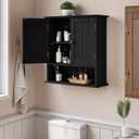 Smuxee Black Wall Cabinet, Small, 2-Door Medicine Cabinet with Adjustable Shelves, Over Toilet, For Kitchen and Laundry Rooms