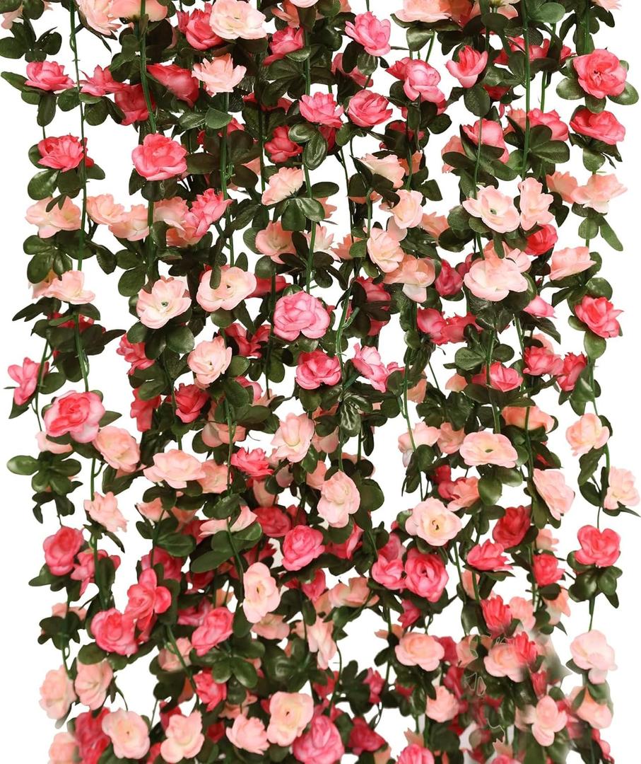 8pcs 65.6Ft Flower Garland,PARTY JOY Fake Rose Vine Artificial Flowers Hanging Rose Ivy Garland for Room Wall Decor Hanging Baskets Wedding Arch Garden Background Decor (Pink-8PCS)