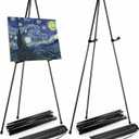 CertBuy 2 Pack Easel for Signs, 63 Inch Picture Stands for Display, Black Easel Stand for Wedding Sign & Poster, Steel Folding Easel for Wedding Painting Pictures, Arts & Crafts Easels