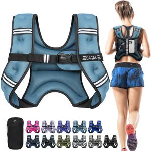 BAGAIL Weighted Vest, 5lb Weight Vest for Walking & Weight Loss, Reflective Rucking Vest with Phone Pouch for Women & Men, Home Gym & Outdoor Training (Blue)