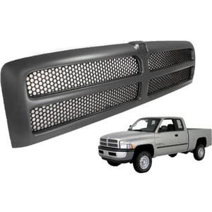 Front Grille Assembly Compatible With Dodge Ram 1500 Grill 1994-2002 / Ram 2500 3500 1994-2001 With Black Frame Shell With Black Honeycomb Mesh Insert (Except Sport Package)