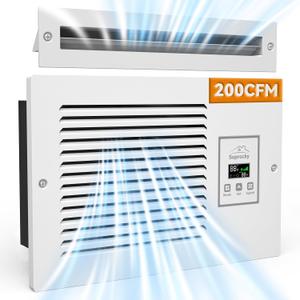 Room to Room Air Transfer Fan, 3-Speeds, 200 CFM, Hardwired RTR140 | Intelligent Through-Wall Fan with Built-In Temperature Sensor for Room-to-Room Ventilation and Energy-Efficient Operation