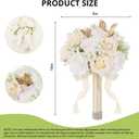 Wedding Bouquets for Bride - Realistic Silk Flowers Artificial Roses, 9 Inch Bridesmaid Bouquet for Ceremony, Church, Anniversary, and Home Decoration (White & Champagne)
