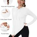 MAGCOMSEN Women's UPF 80+ Sun Protection Hoodie Shirt Long Sleeve Outdoor Hiking Fishing Rash Guard with Pocket (White, XL)