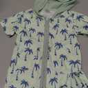 Motlapol Toddler Boy Terry Cloth Swim Cover Up Tree/Dinosaur Print Zip Up Hooded Towel Coverup Little Kids Pool Beach Kimono (Blue and Green, 18-24 Months)