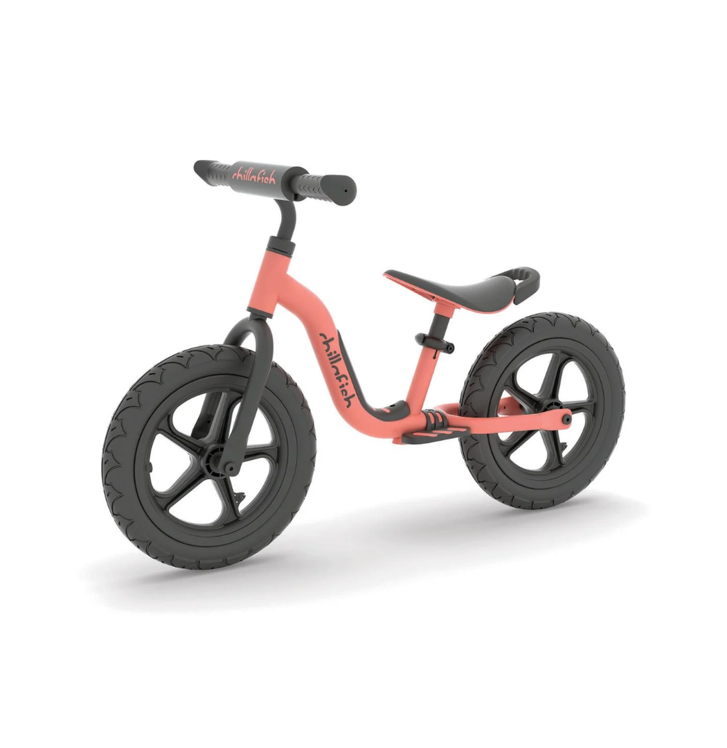 Chillafish Flamingo Charlie Sport Lightweight Toddler Balance Bike with Carry Handle, Integrated Footrest, Handlebar Foam, Adjustable Seat and Handlebar, Puncture-Proof 12" RS Tires, Kids 2-5 Years