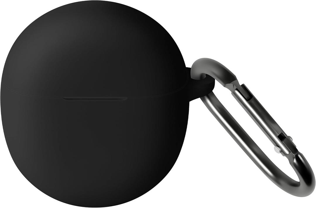 Geiomoo Silicone Case for Google Pixel Buds 2A, Soft Flexible Scratch Resistant Protective Cover with Carabiner (Black)