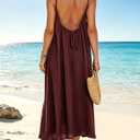 Women's Backless Cami Maxi Dress Spaghetti Strap Beach Dress Loose Vacation Sundress, XL