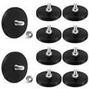 Learay 10 Pack Rubber Coated Magnets, 31LBS Neodymium Magnet Base with M6 Threaded Studs, Strong Mounting Stud Magnet Black Rare Earth Magnets for Light Bar Mirror Camera Tool