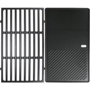 Uniflasy 7637 17.5 Inch Cast Iron Griddle Grates Replacement Part for Weber Spirit E210 E220 S210 S220 with Front Control, Reversible Griddle Plate for Weber Spirit & Spirit II 200 Series