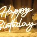 Ulalaza LED Neon Sign Night Light for Wall Party Dcor Bedroom Room Bar Wedding Home Birthday Art Decoration Christmas with USB Chain Light modulator 5v 16.5''*9.1'' (happy birthday Awarm)