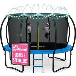 Trampoline for Kids and Adults - 8Ft 10Ft 12Ft 14FT Trampoline with Net - with Bonus Sprinkler and LED Lights/ASTM Certified/Extra Sturdy Recreational Outdoor Trampolines