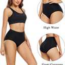 wirarpa Women's Cotton Underwear High Waisted Ladies Panties Full Coverage Briefs 4 Pack (M)