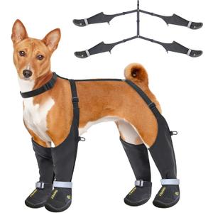 Idepet Dog Suspender Boots, Anti-Slip & Fall Waterproof Tall Shoes Legging for Small Medium Dog, Adjustable Suspender Boots for Winter Snow Rain Hiking Paws Protector, 5