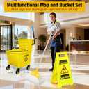 35Qt Commercial Mop Bucket with Side Press Wringer on Wheels Yellow