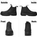 Slip on Work Boots for Men Women Composite Toe Comfort Leather Abrasion Slip Resistant Sole Safety Chelsea, 12