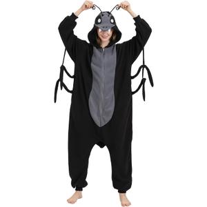 Ant Onesie Pajamas for Adults Halloween Costume Fun and Cozy Ant One-piece Sleepwear (Small, Cartoon Black Ant)