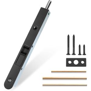 Flush Bolt French Door Lock 7 Matte Black, Sliding Mechanism Concealed Bolt Latch for Double Doors, Top/Bottom Lock for Patio/Storm Doors (1 Pack)