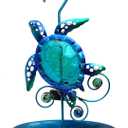 JOYBee Sea Turtle Solar Wild Bird Feeder for Outdoors Hanging, Metal & Glass Ocean Theme Outdoor Cardinals Feeders, Gifts for Bird Lovers and Solar Garden Decoration