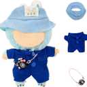 17cm Doll Clothes for labubu, Blue Dolls Outfit Set Includes Hat and Onesie (No Doll)