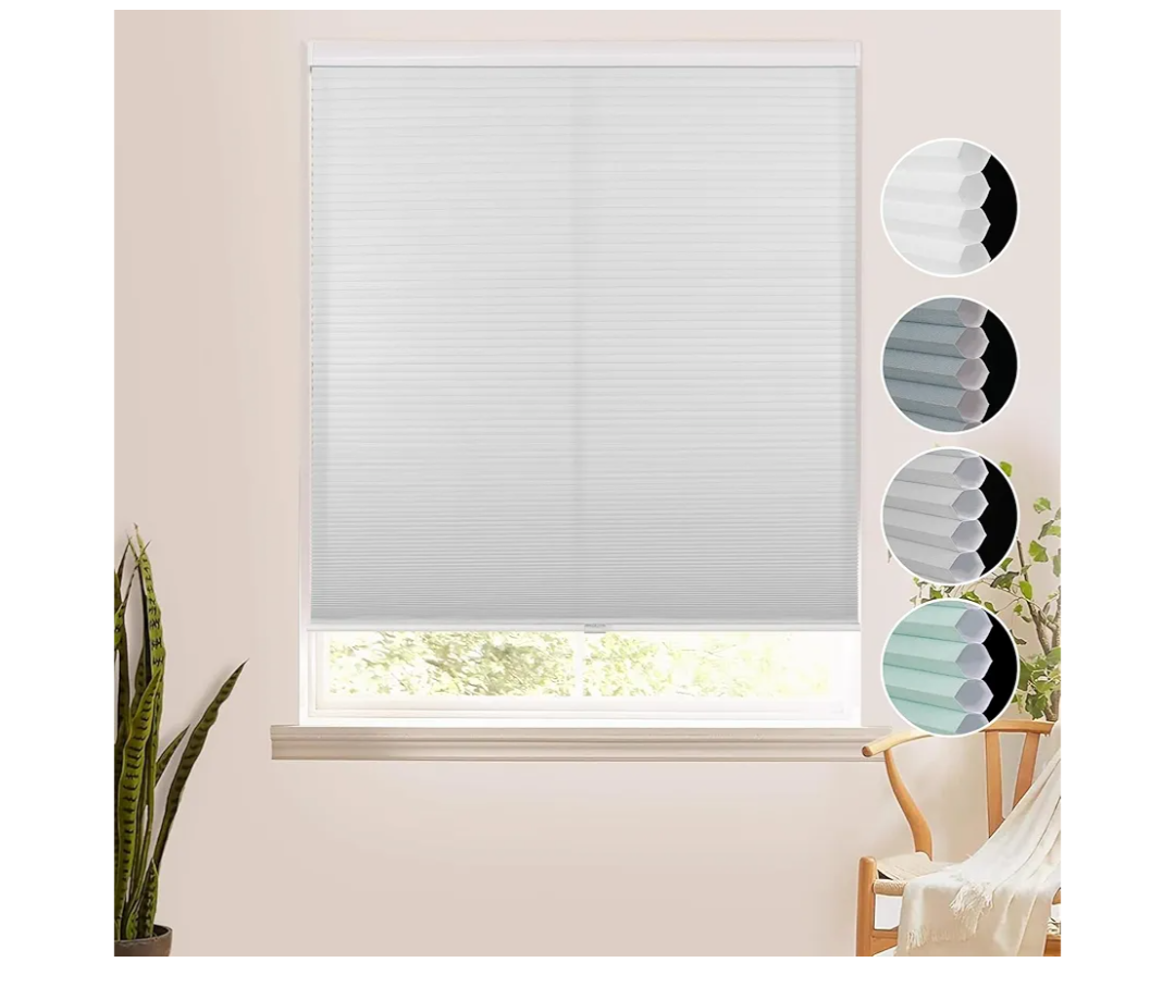 Homebox Cordless Cellular Shades, Honeycomb Blinds for Home Office, Lighting Filtering Room Darkening Window Shades, Grey 25" W×64" H