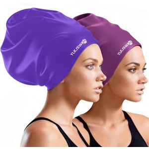 Extra Large Swim Cap for Braids and Dreadlocks Women Men, Waterproof Silicone Pool Swimming Cap for Adult with Long Thick Curly Weaves Afro Hair Extensions Keep Hair Dry