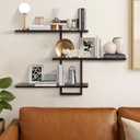 PHOENANCEE 3 Tier Wall Shelves, Decorative Floating Shelf for Wall ,Plants Photo Shelf Storage Display Shelving Wood for Living Room Bedroom Kitchen Home Office Decor,Modern,Large,22 Inch(Walnut