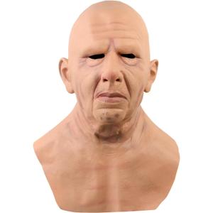 Realistic Old Man Mask Bald Man Humen Face Masks Wrinkle Full Head Mask Halloween Masquerade Costume Props