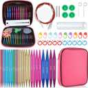 AOZUO 60 Pcs 2.75mm-10mm Interchangeable Circular Knitting Needles Set with Storage Case, 13 Pair of Aluminum Circular Knitting Needles for Handmade DIY Knitting Accessories