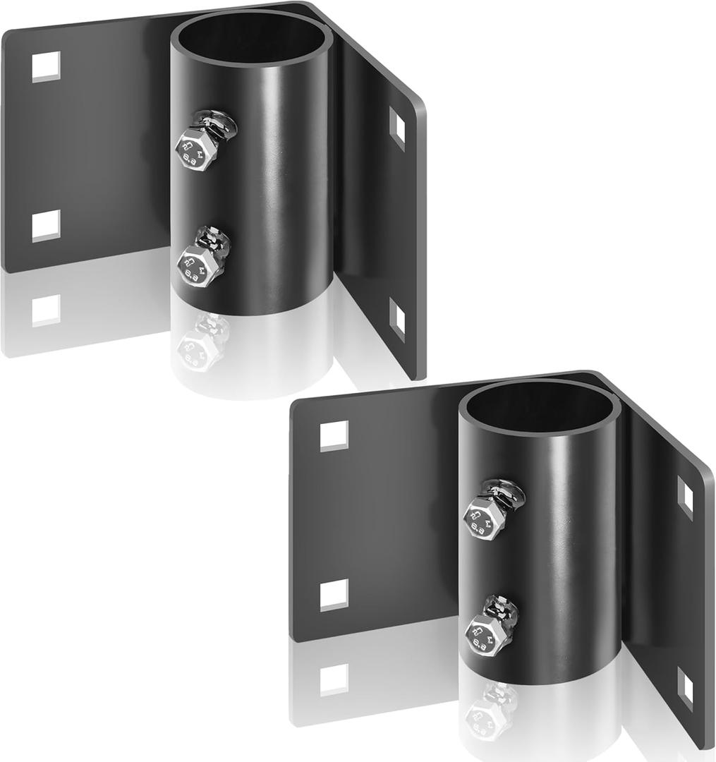 Stationary Dock Inside Corner Leg Pipe Holder, Heavy-Duty Floating Dock Metal Edge Hardware Pipe Leg Holder for 2 Inch Mounting Holes, with Adjustable Mounting Screws and Black Anti-Rust Coating