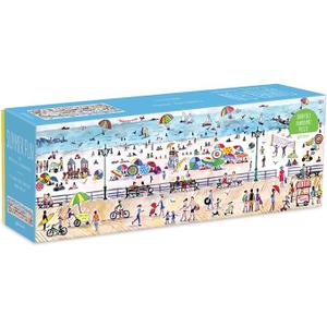 Michael Storrings Summer Fun Panoramic Puzzle, 1,000 Pieces, 39” x 14” – Landscape Beach Jigsaw Puzzle with Colorful Artwork – Thick, Sturdy Pieces, Challenging Family Activity