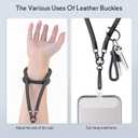 Phone Wrist Strap - Universal Multi-functional Polyester Woven Wristband For Mobile Phones, with Two Tether Tabs and One Leather Buckles (Black)
