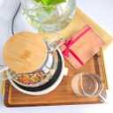 Bamboo Serving Tray with Gold Handles - Large Wood Serving Tray for Breakfast in Bed, Coffee Table, Dinner & bar - Decorative Bed Table Tray for Kitchen or Bedroom14" x 9.5" x 2"